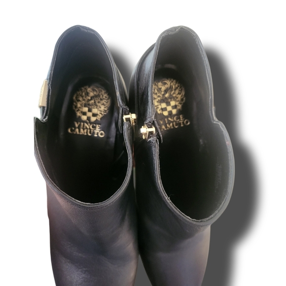 πΏVince Camuto Women's 9.5 M Black Leather 3 Inch Heeled Boots, Like New - Picture 6 of 10